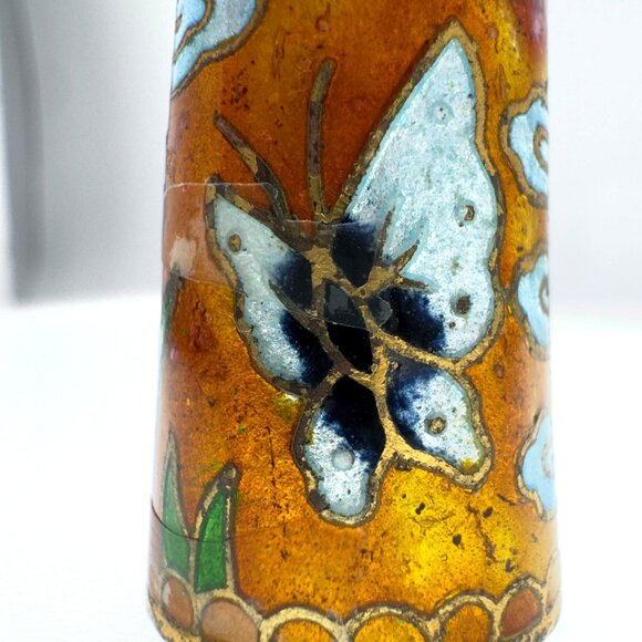 Enamel Butterfly Thimble Hand Painted Cloisonné Floral Vintage Sewing Accessory - Picture 5 of 7